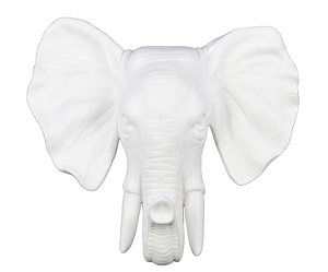 White Ceramic Elephant Head Wall Decor