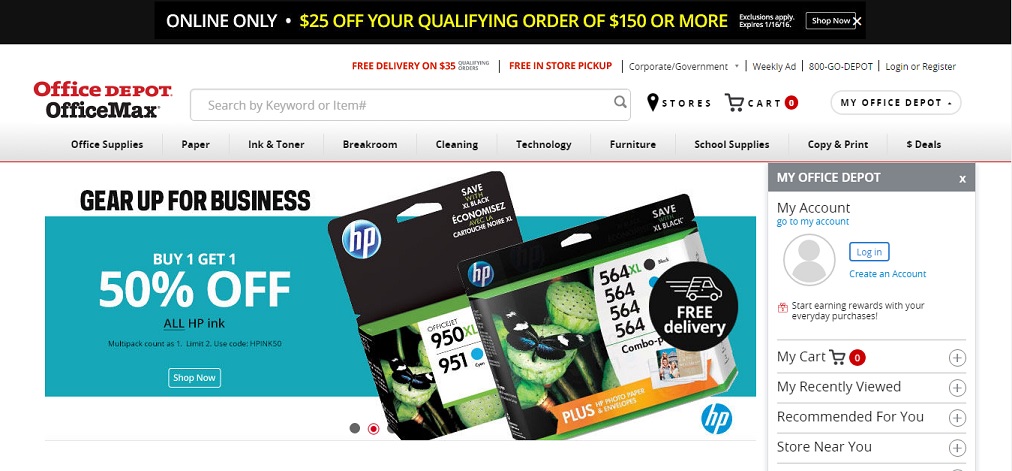 Office Depot Homepage