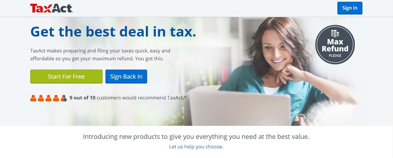 TaxAct Tax Services Homepage