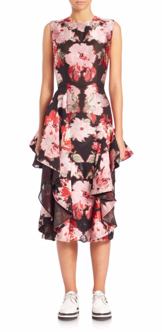 Alexander McQueen Floral Ruffle Dress
