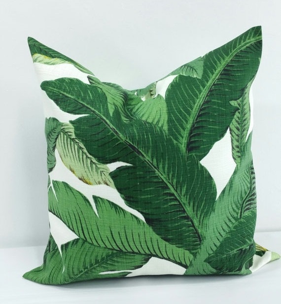 Etsy green palm leaves pillow cover sham