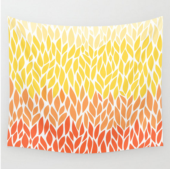 Etsy spring wall tapestry ombre leaves