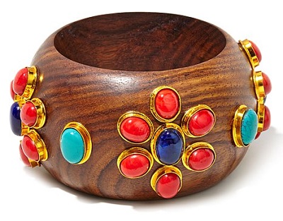 Floral Multicolor Stone Bangle Bracelet