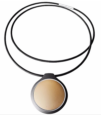 Gold and black Misfit fitness tracker round pendant necklace