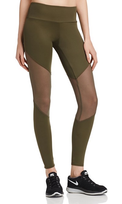 Olive green mesh cut out activewear leggings