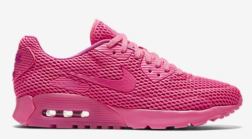Hot pink Nike air max 90 ultra breathe athletic shoes