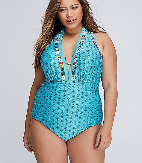 Textured Plunging One-Piece Swimsuit