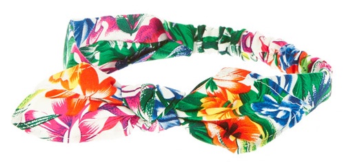 Tropical Floral Print Knotted Bow Headwrap