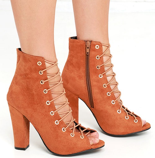 Always a Pleasure Chestnut Suede Lace-up Booties