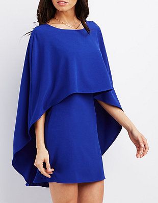 Cape dress in cobalt