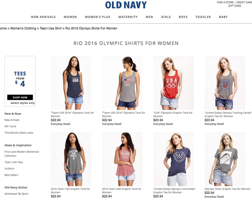 Shop Old Navy Olympic gear with cash back at Ebates
