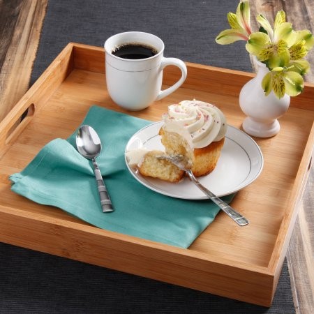 Serving tray with cupcake and coffee