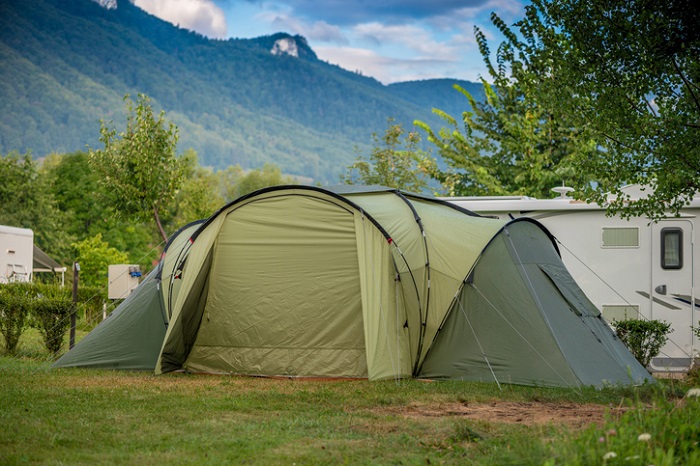 Big green camping tent