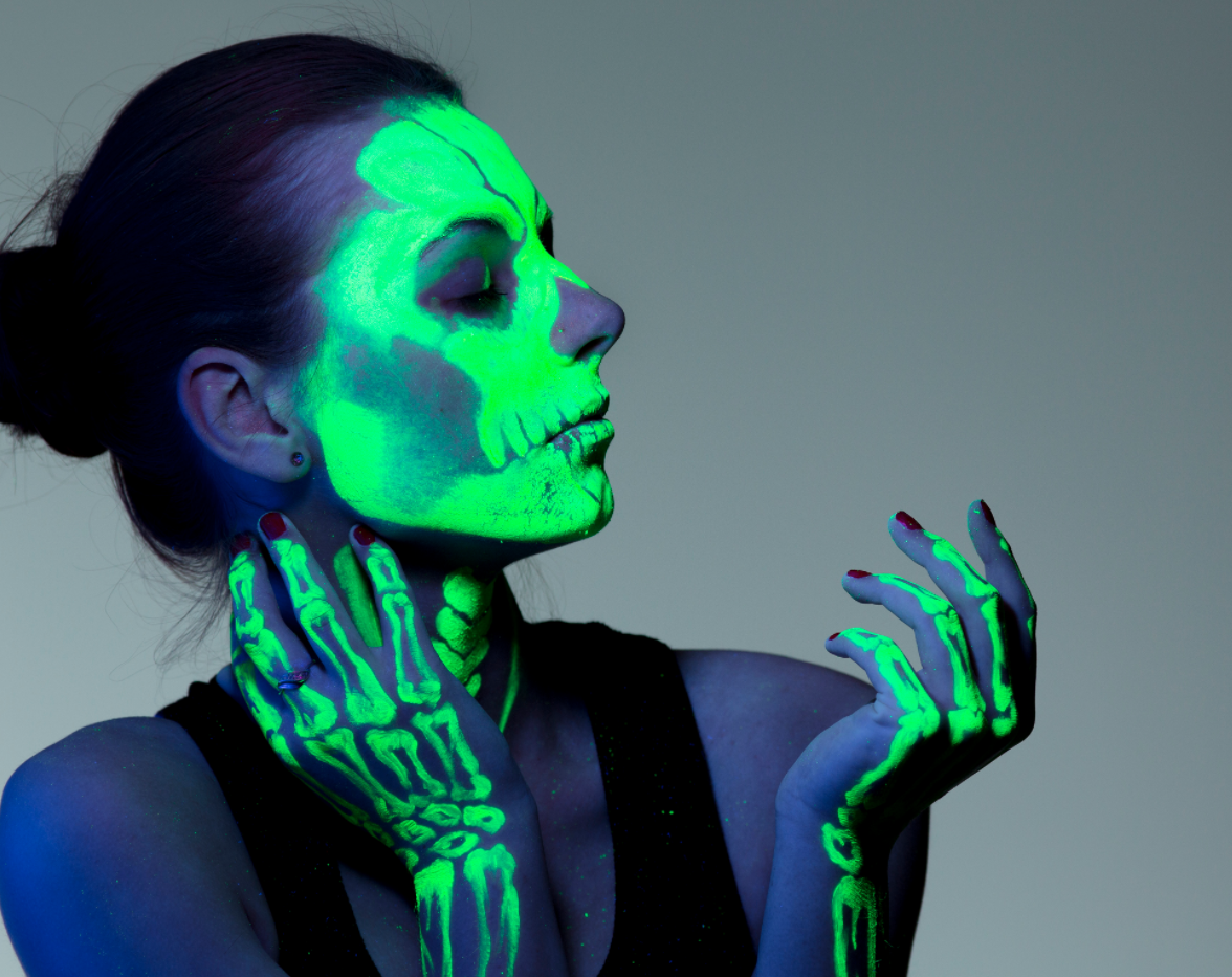 Ultraviolet skeleton girl portrait