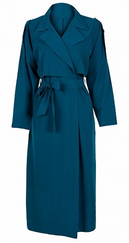 blue trench coat