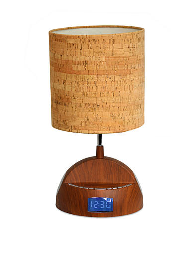 All the Rages LighTunes Bluetooth Wood Grain Speaker Lamp with Alarm Clock Radio