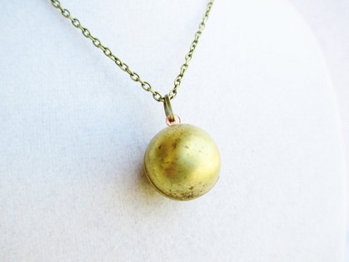 brass ball locket necklace