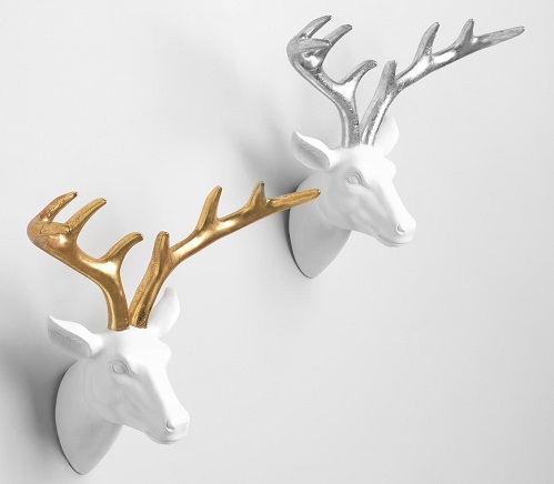 Stag Heads with Metallic Antlers