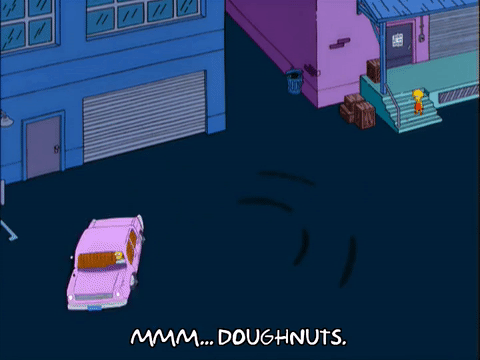 The Simpsons doing donuts GIF