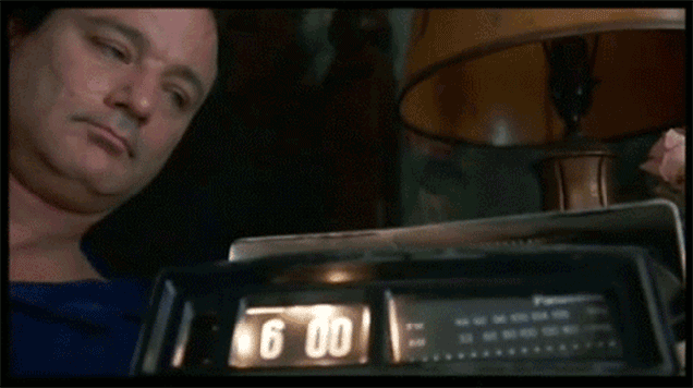 Bill Murray alarm clock Groundhog Day GIF