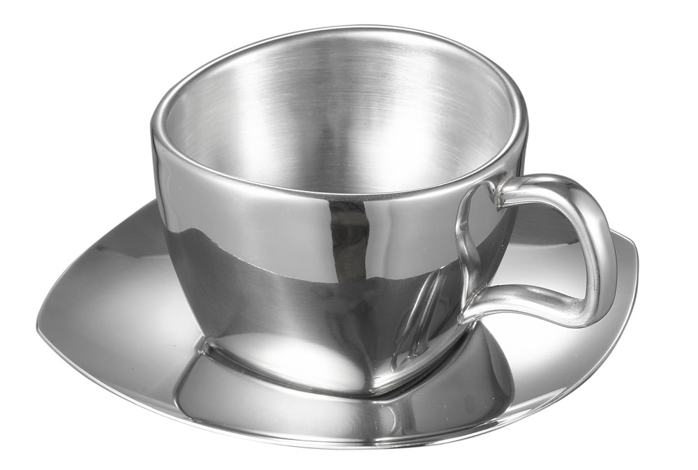 Visol Misto Stainless Steel Double Walled Cup With Saucer
