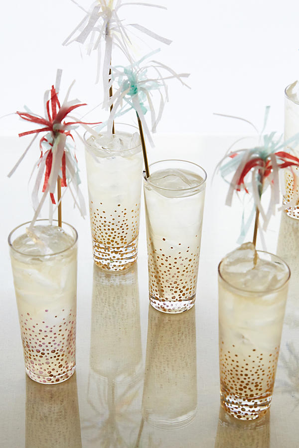 Champagne Bubbles Highball Glass Set for New Year's Eve