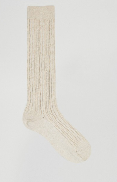Johnstons of Elgin Cream Cashmere Long Cable Sock ASOS