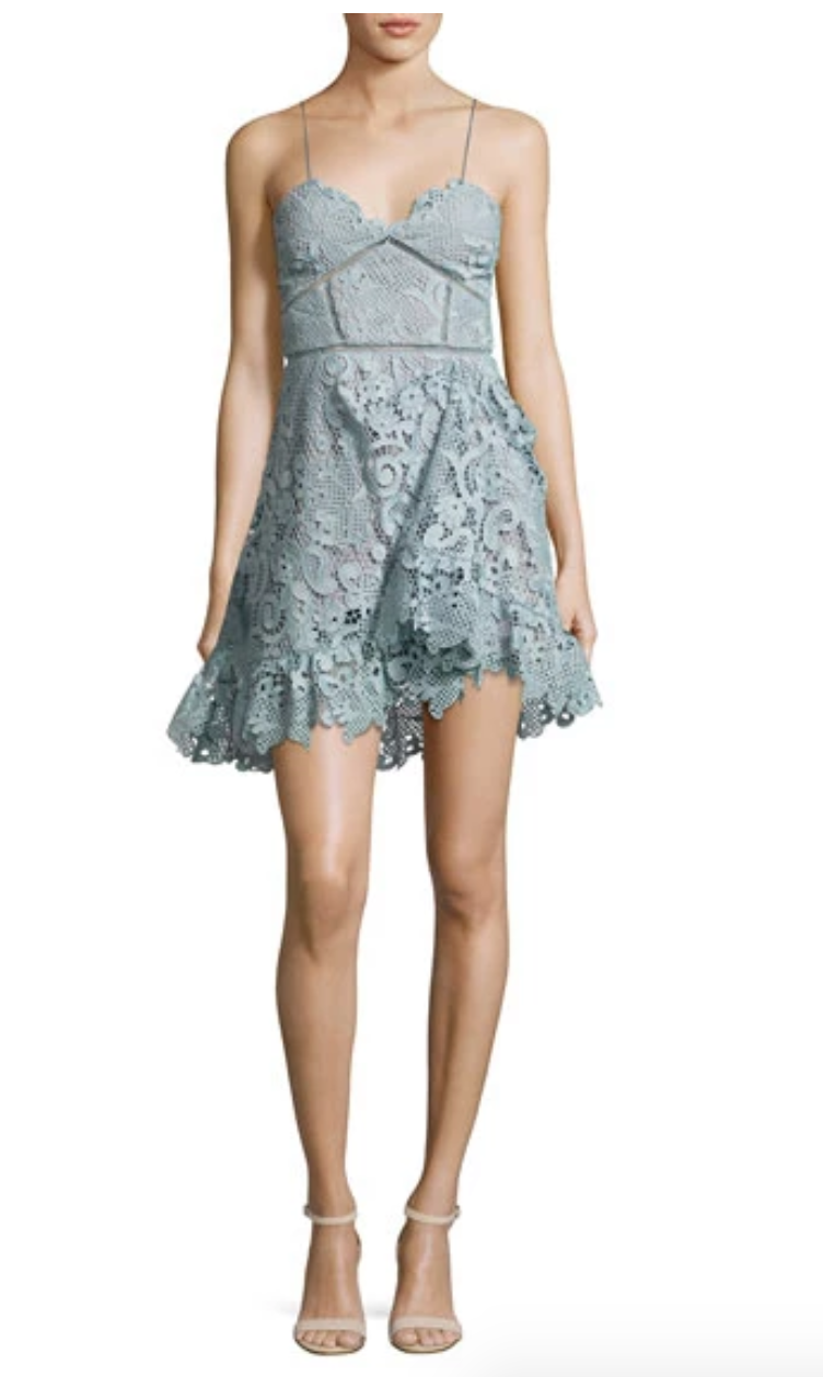 blue floral lace cami dress 