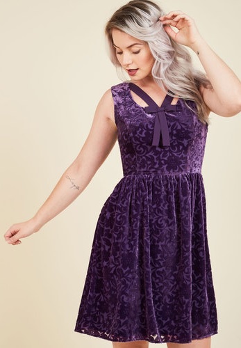 Purple velvet party dress