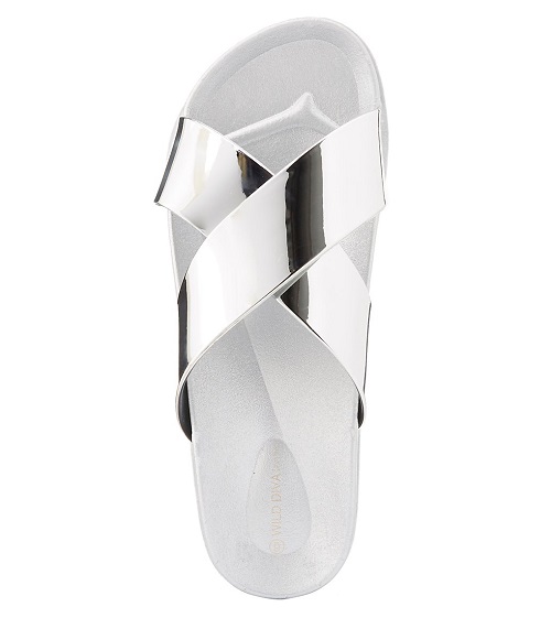 Charlotte Russe Mirror Metallic Cross Sandals