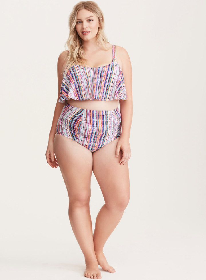 Multi-Stripe Flounce Bikini