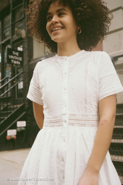 Urban Outfitters Victoria Eyelet Button-Front Midi Dress