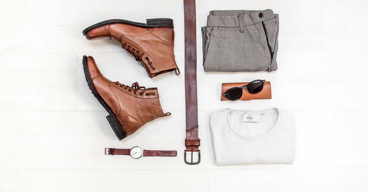 Flatlay of men's clothes and accessories