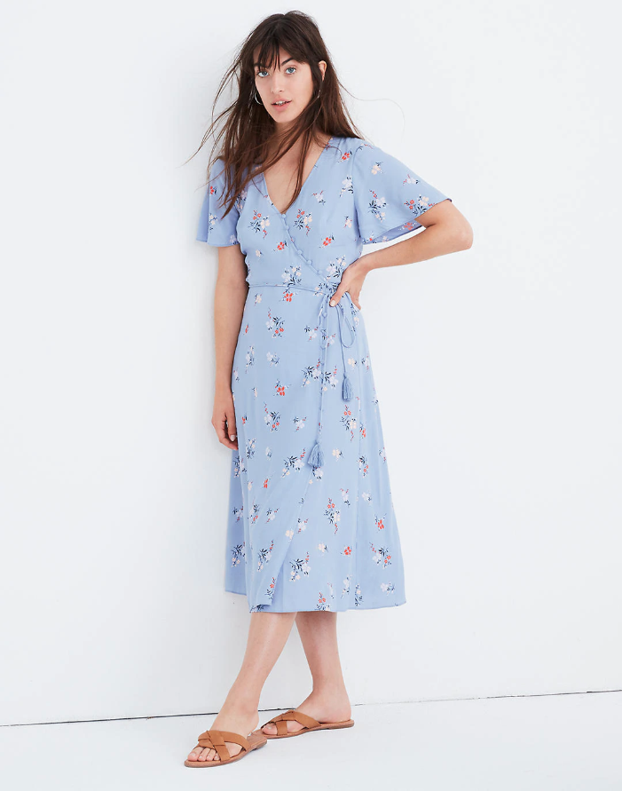 Madewell Button-Wrap Midi Dress in Aloha Floral