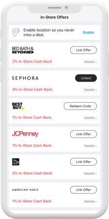 Ebates app In-Store Cash Back