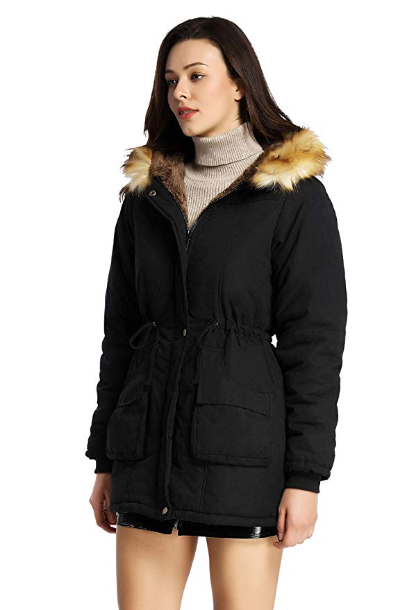 iloveSIA Womens Hooded Warm Coats Parkas with Faux Fur Jackets