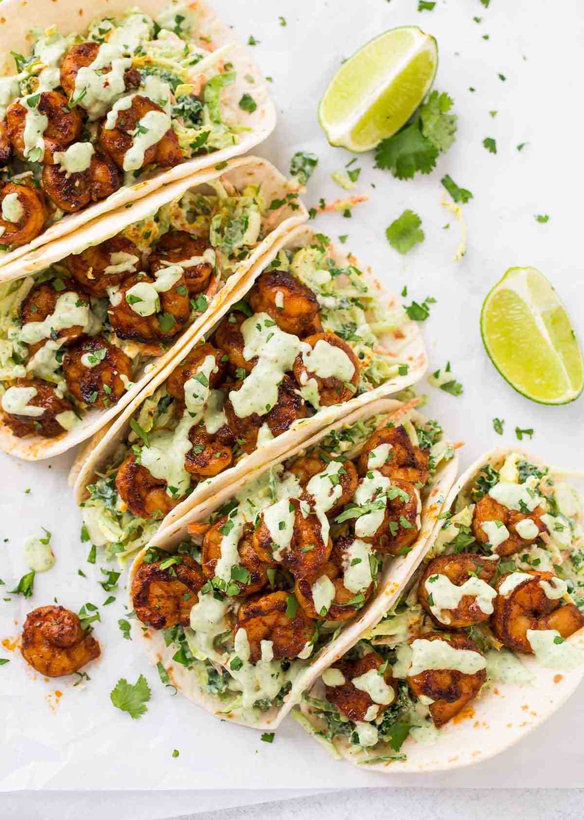 Shrimp Tacos with Creamy Taco Slaw by Well Plated