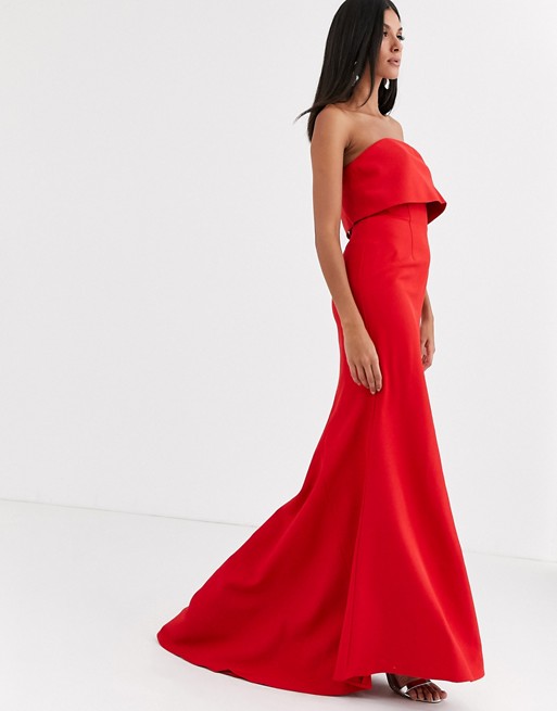 Jarlo Tall fishtail maxi dress with overlay in red