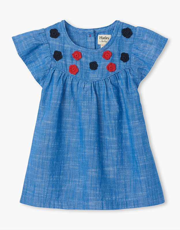 Chambray Baby Flutter Sleeve Dress
