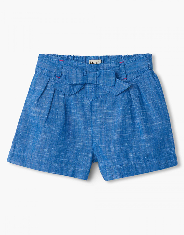Belted Chambray Paper Bag Shorts