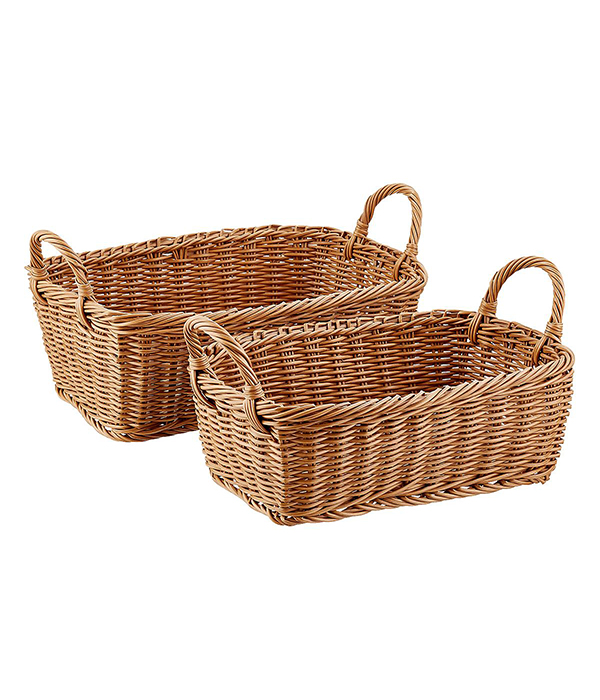 Willow Rectangular Wicker Storage Baskets with Handles