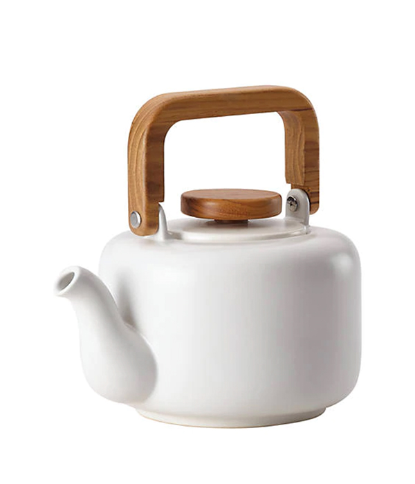 BonJour® Ceramic Coffee and Tea 8 Demitasse Cup Ceramic Teapot with Infuser, Matte White