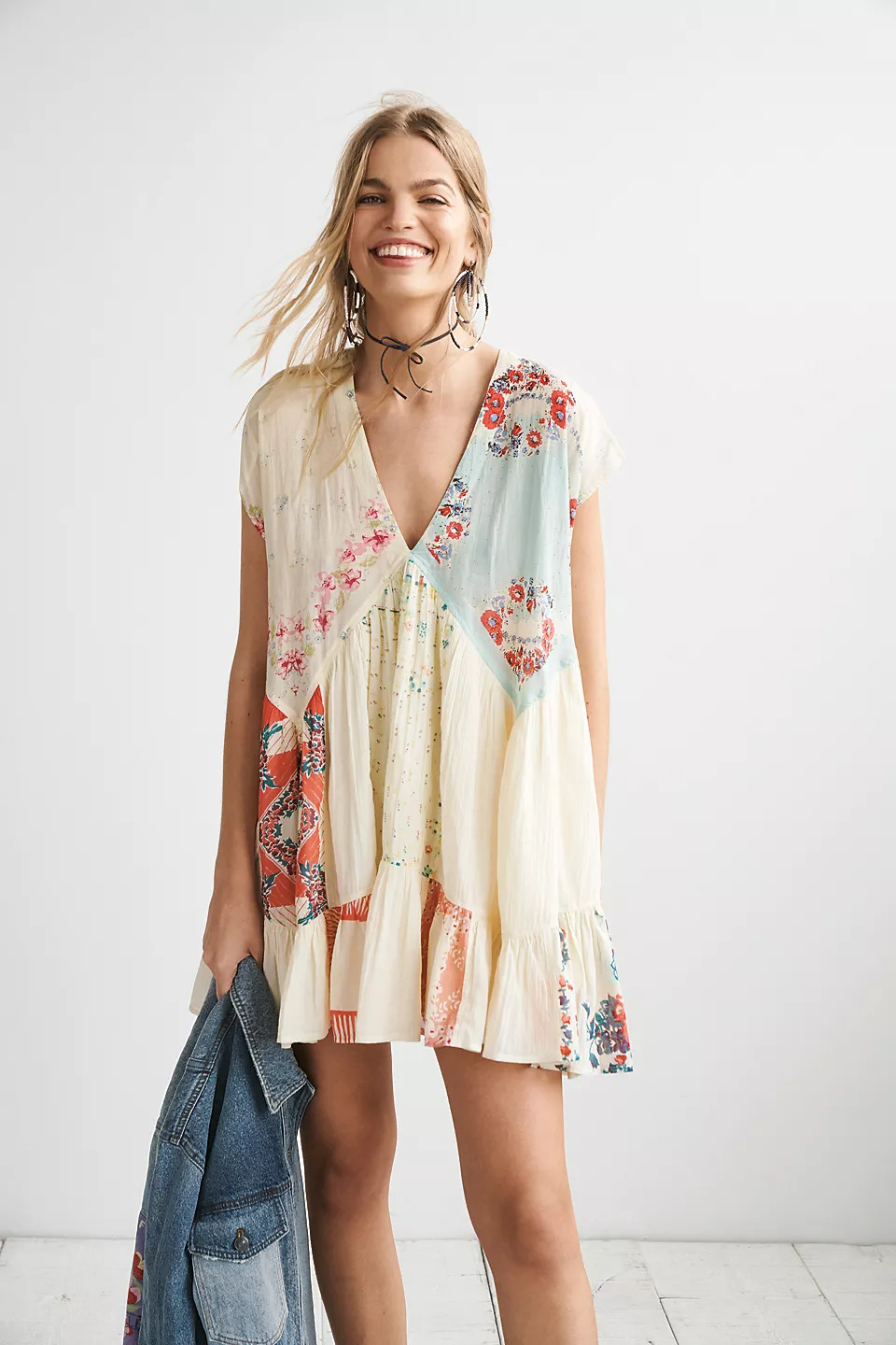Free People Mended With Scarves Mini Dress