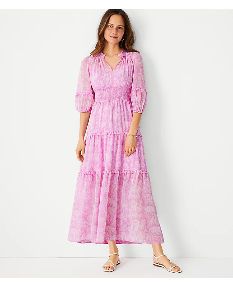 sping dress - Paisley Ruffle Smocked Maxi Dress
