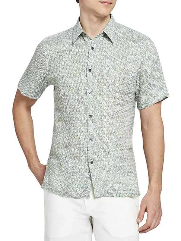 Theory Irving Short-Sleeve Woven Linen Shirt