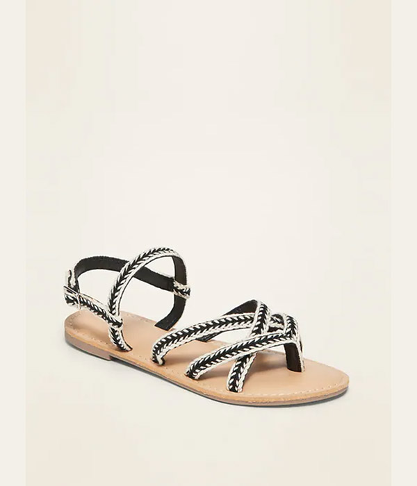 Strappy Webbed-Canvas Sandals for Girls