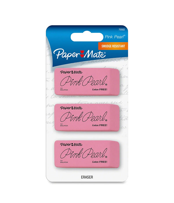 Paper Mate Pink Pearl Erasers, Pack of 3