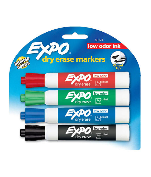 EXPO Low-Odor Dry-Erase Markers, Chisel Point