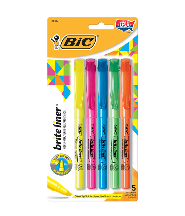 BIC Brite Liner Highlighters, Chisel Point