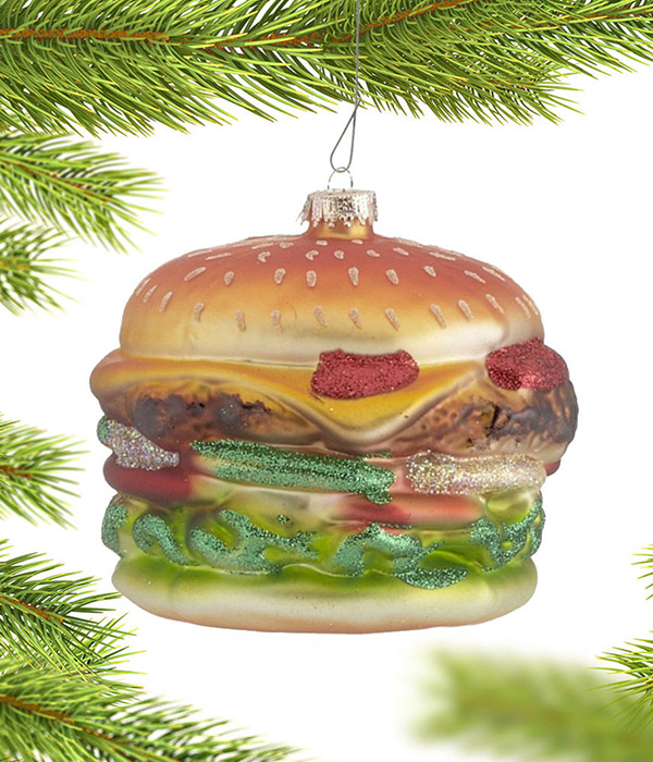 Personalized Cheeseburger Christmas Ornament